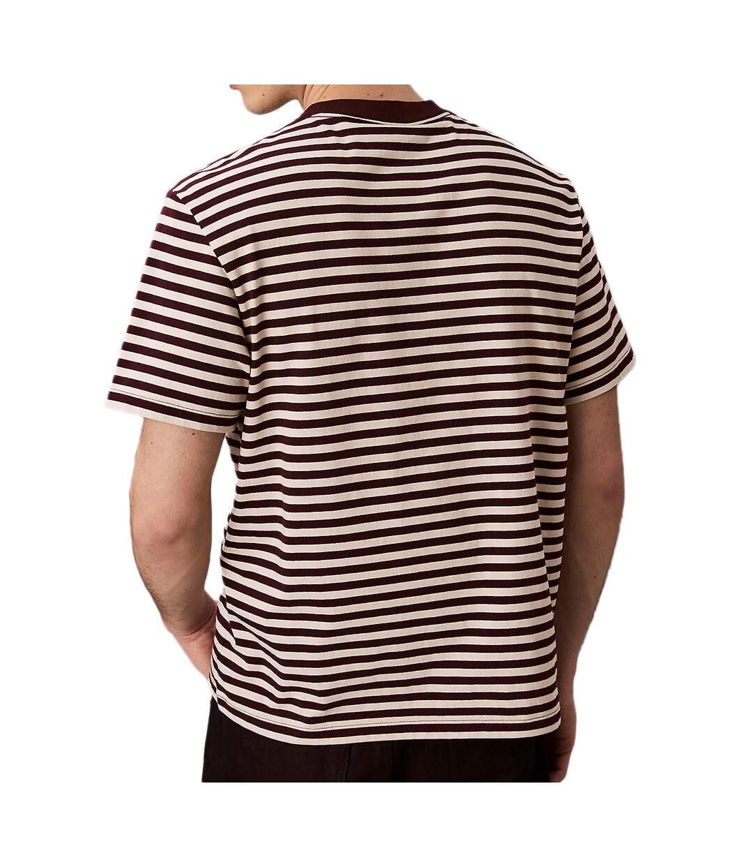 T-Shirt à rayure marron/écru homme calvin klein jeans 20s stripe-2