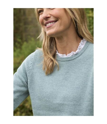 Womens/ladies Classic Lambswool Crew Neck Jumper Mineral Green WoolOvers