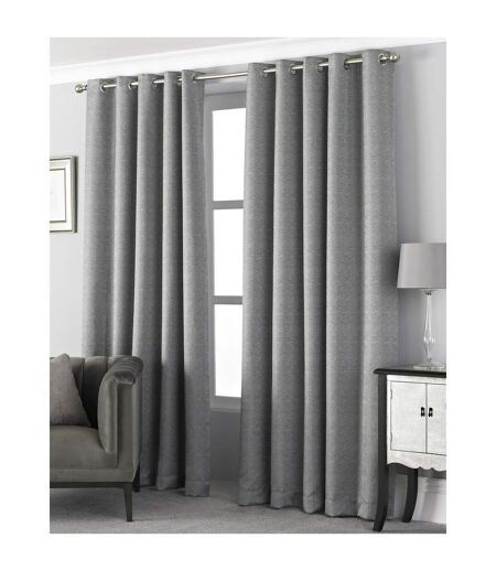 Riva Home Pendleton Ringtop Eyelet Curtains (Graphite) (46 x 54in)