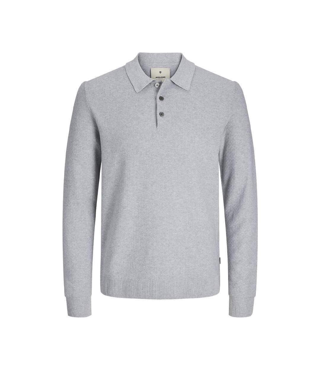 Polo manches longues gris homme jack & jones sandri-1