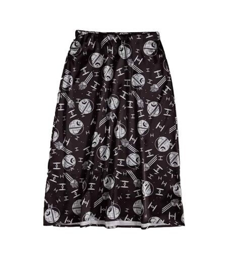 Womens/ladies Death Star Satin Skirt Black Charcoal Star Wars