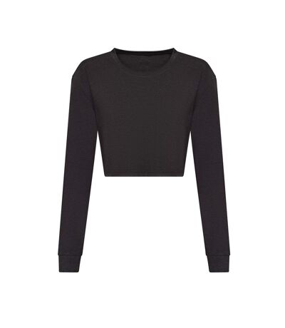 Awdis Womens/Ladies Heather Cropped Long-Sleeved T-Shirt (Black Heather) - UTRW8652