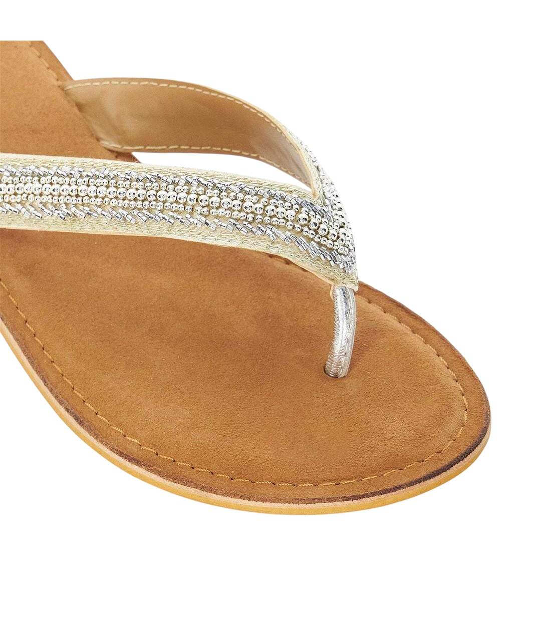 Womens/ladies Labyrinth Beaded Suede Summer Sandals Tan Dune London-4