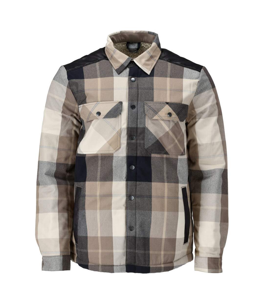 Mens Customised Checked Pile Shirt Dark Sand Mascot-1