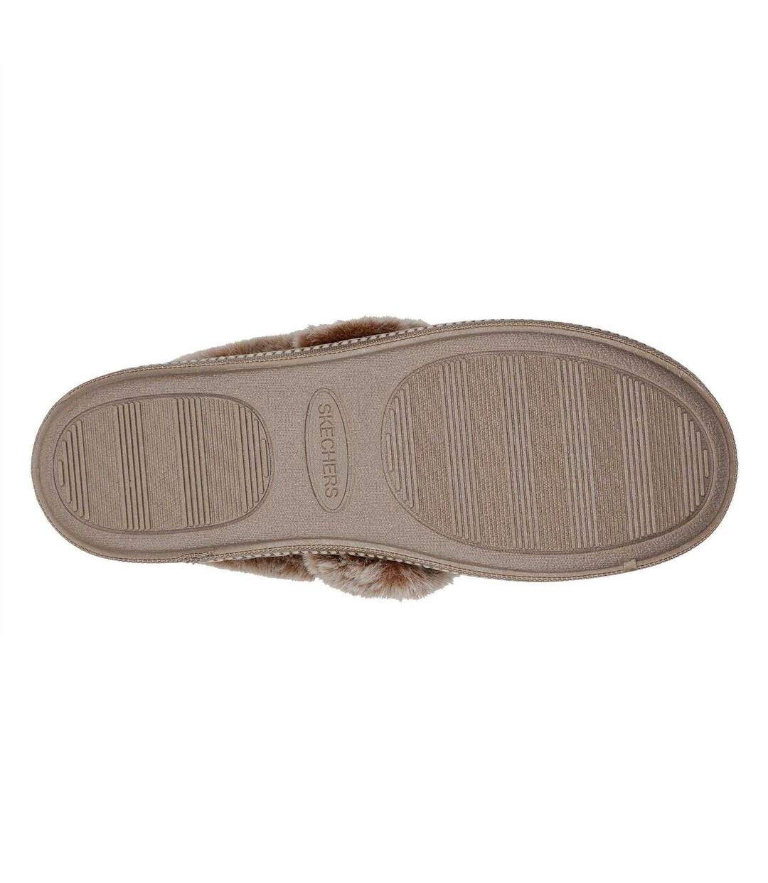 Womens/ladies Cosy Campf Leather Slippers Taupe Skechers-4