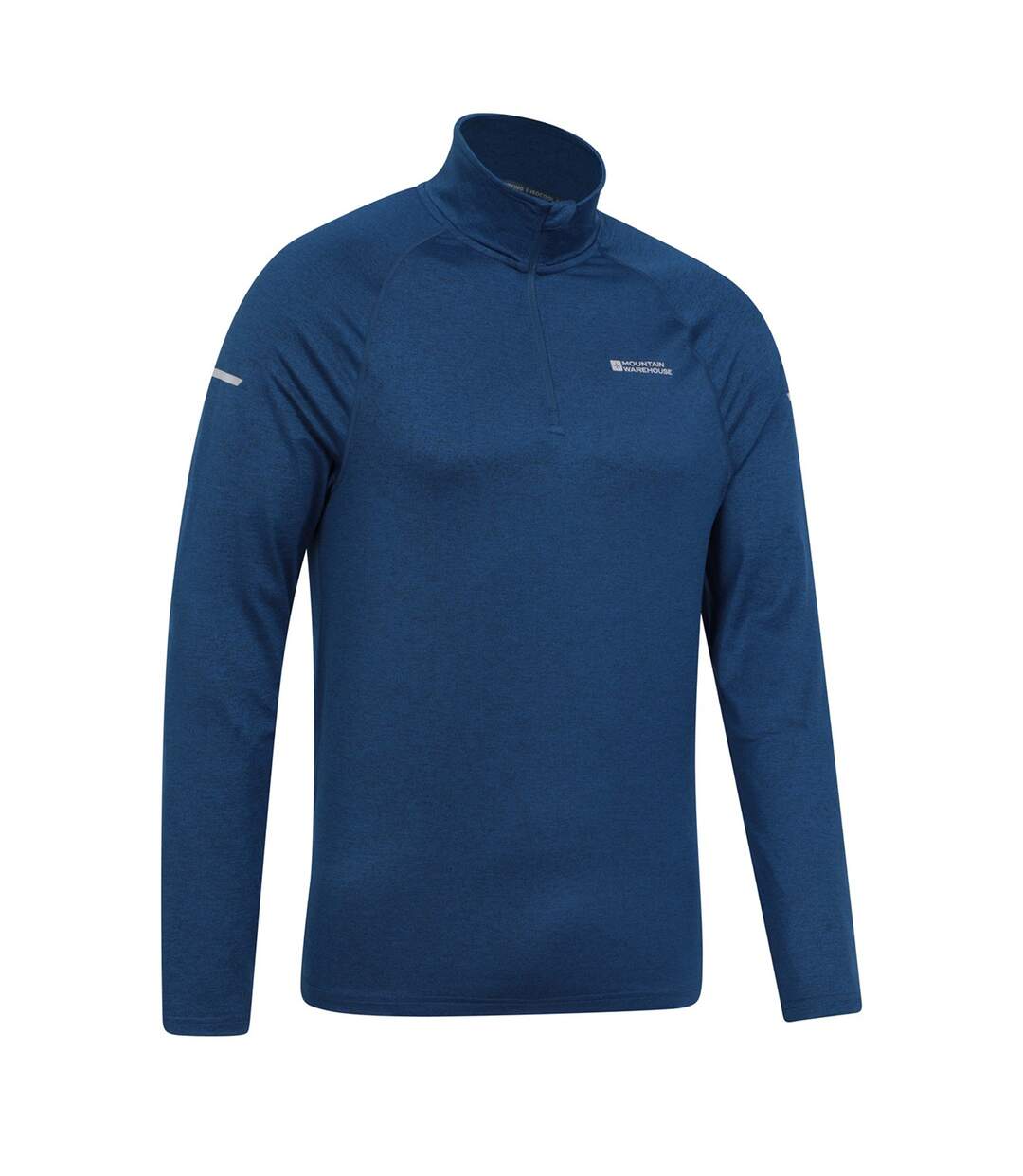 Mens echo melange recycled half zip midlayer navy Mountain Warehouse-3