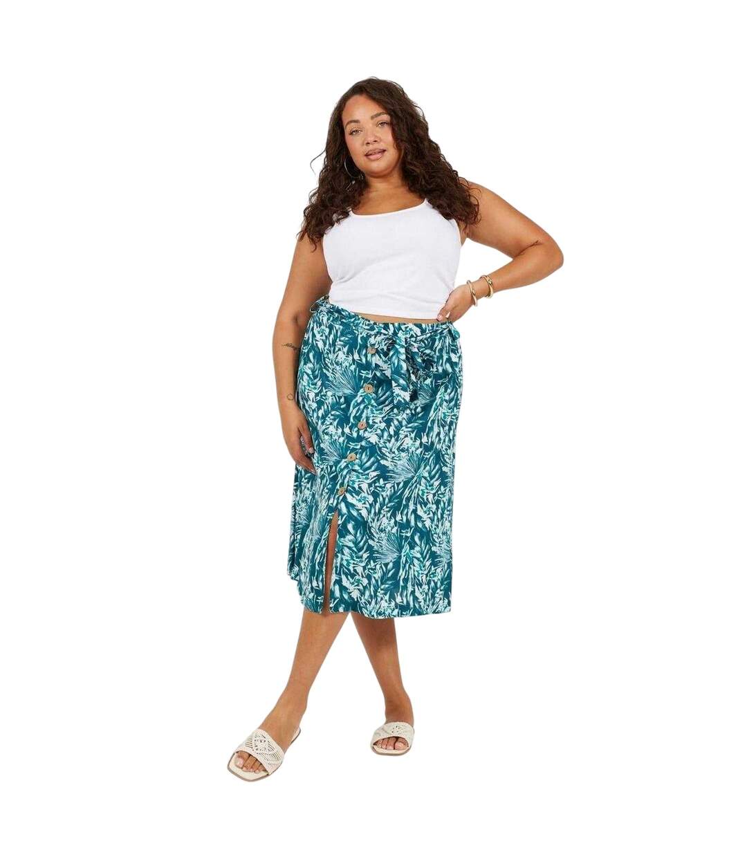 Jupe Mi-longue Motif/style Tropical Femme Vert Feuille Brave Soul-4