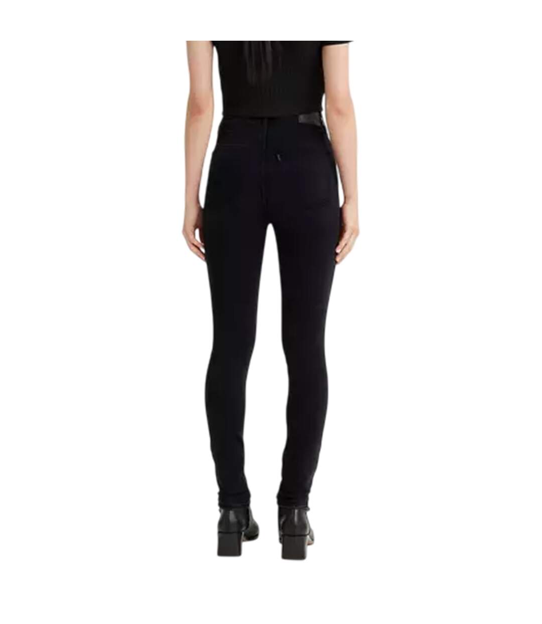 Womens/ladies Mile High Cotton Blend Super Skinny Jeans Black Levis-3