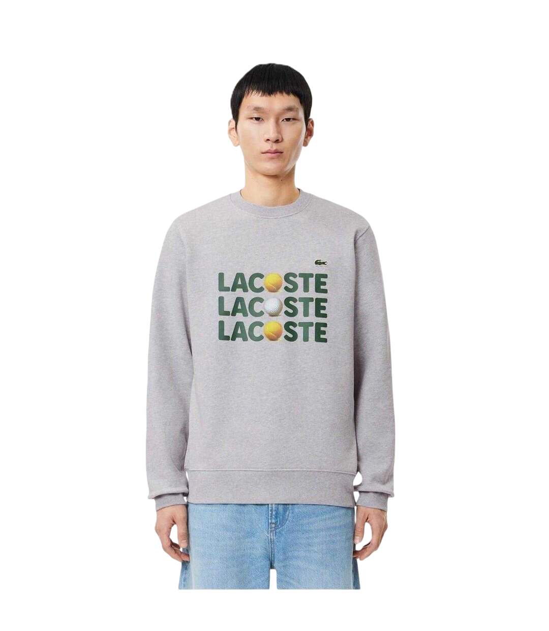 Sweat Motif/style Lettrage Adulte Gris Pâle Lacoste-1