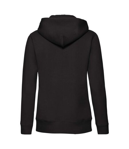 Fruit Of The Loom Ladies Lady-Fit Hooded Sweatshirt Jacket (Black) - UTBC1372