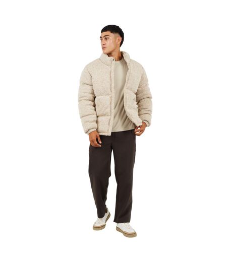 Mens Knitted Funnel Neck Padded Jacket Stone Brave Soul