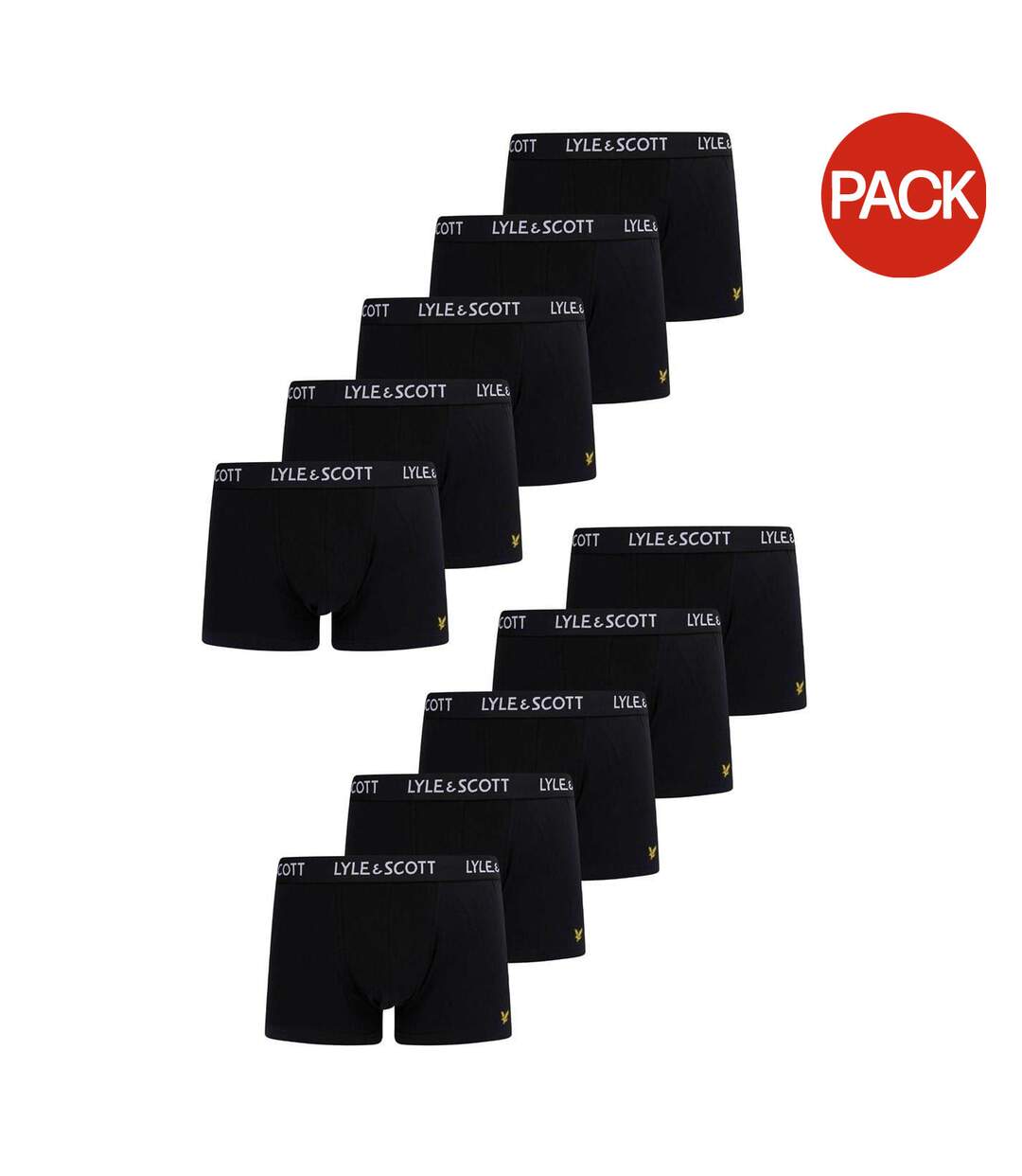 Lot De 10  Boxers Motif/style Uni Homme Noir Lyle & Scott-1