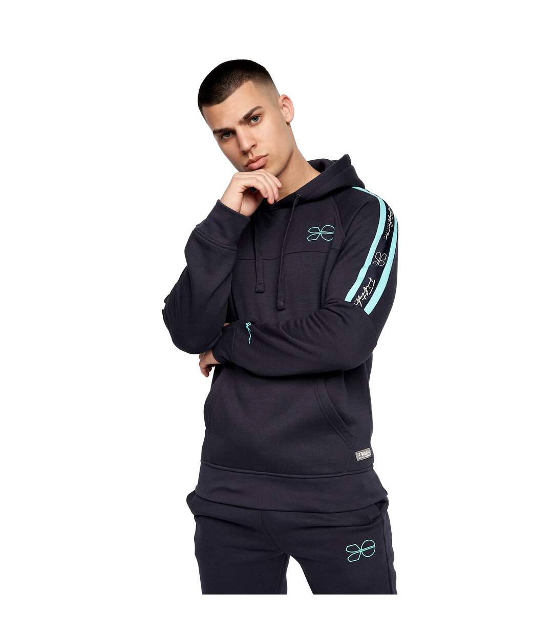 Mens Chillmake Hoodie Navy Crosshatch-4