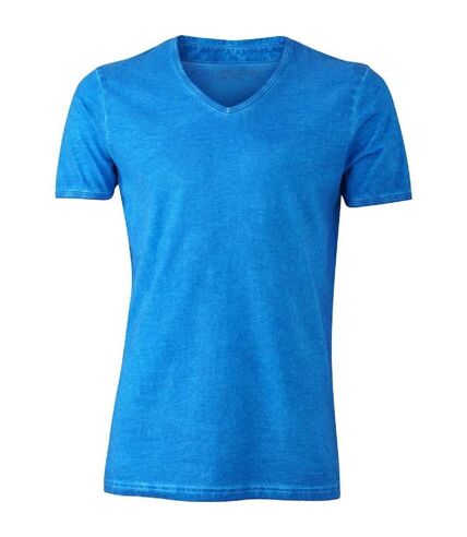 T-shirt style bohémien col V homme JN976 - bleu atlantique