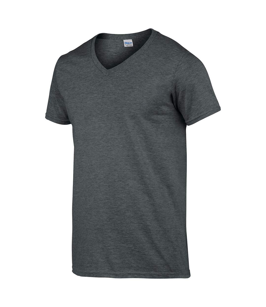 Mens heather v neck t-shirt dark heather Gildan-3
