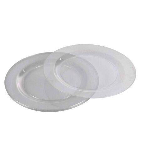 Lot de 6 Assiettes en Plastique Réutilisable Paillettes 23cm Argent