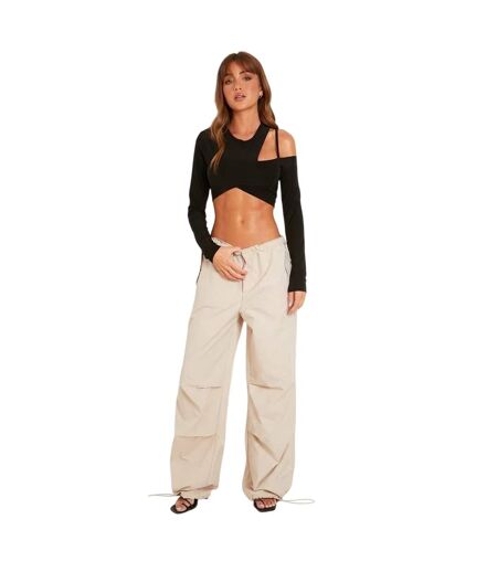 Pantalon À Poches Femme Beige Missy Empire