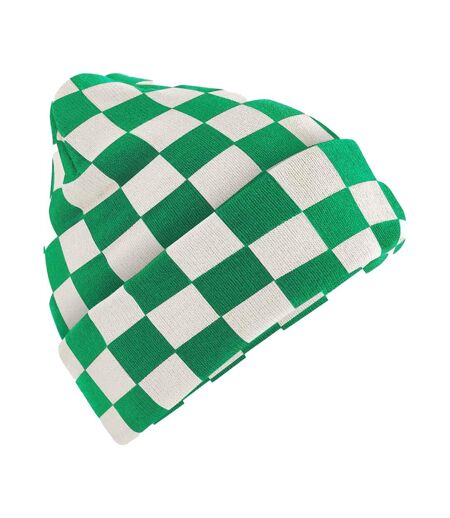 Bonnet Motif/style Damier Adulte Vert Kelly Blanc Cassé Beechfield