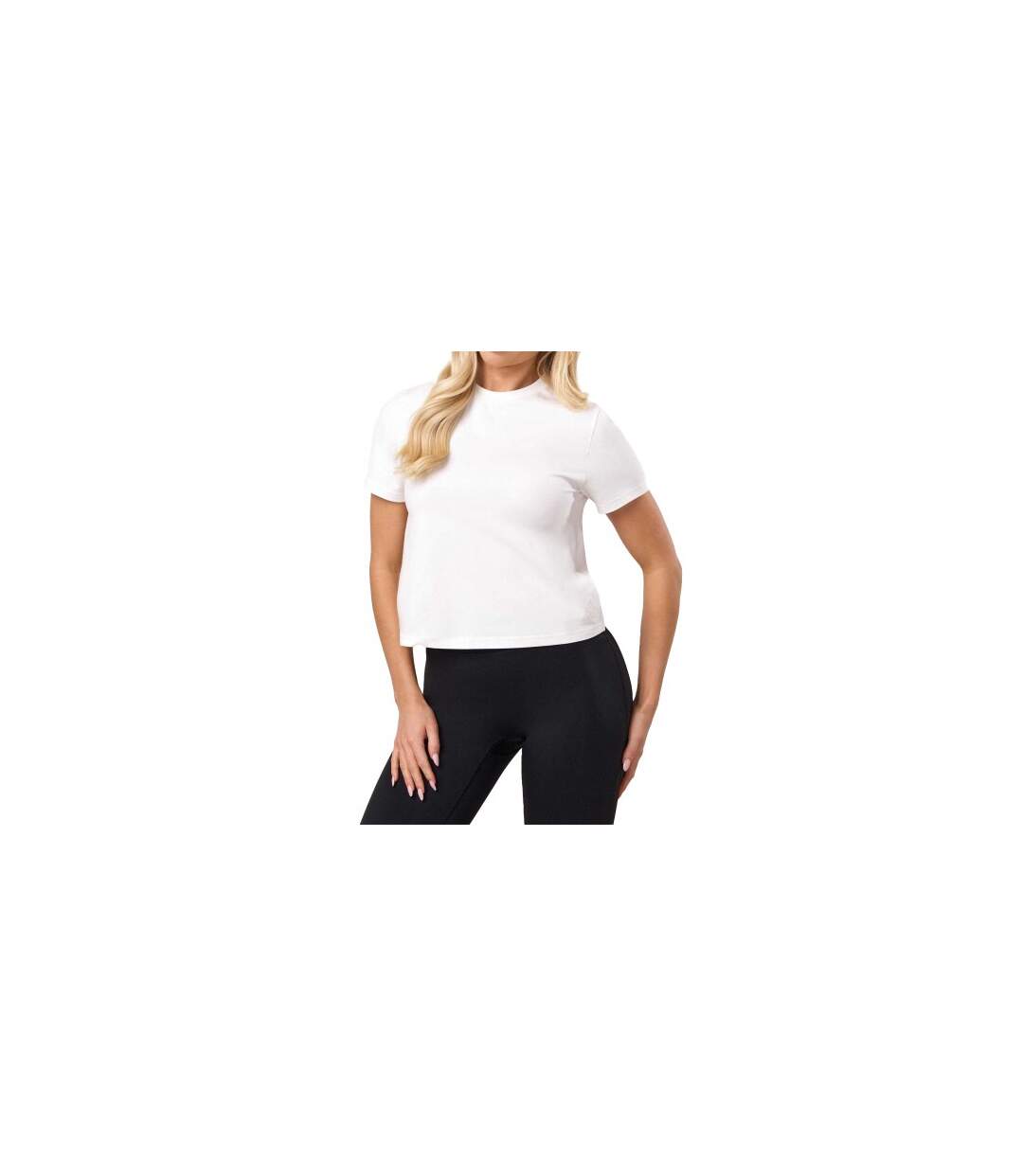 Womens/ladies Victory Capped Sleeved Crop T-shirt White Gym King-1