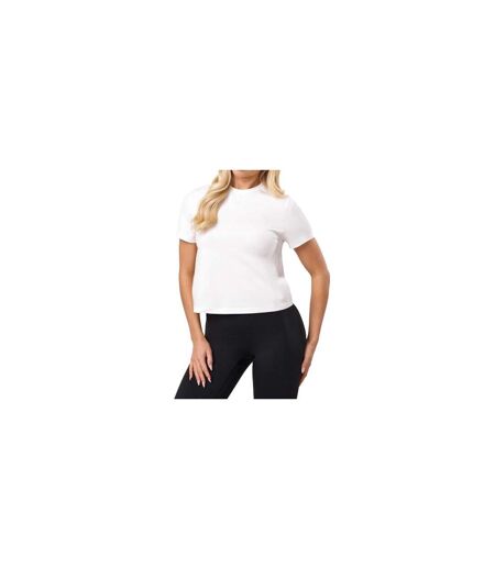 Womens/ladies Victory Capped Sleeved Crop T-shirt White Gym King