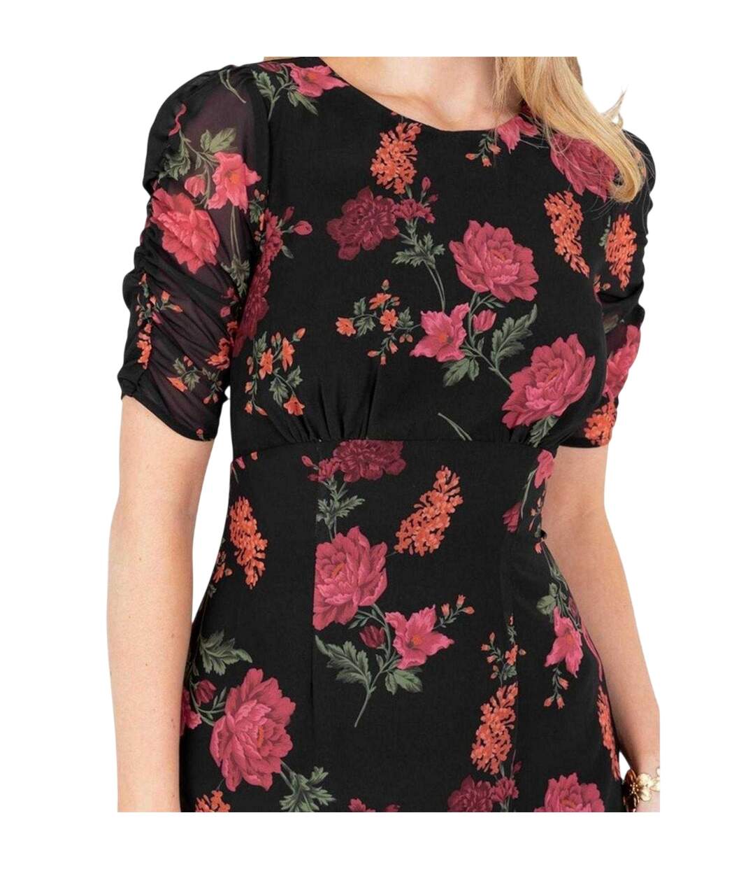 Robe Mi-longue Motif/style Floral Femme Noir Anaya With Love-4