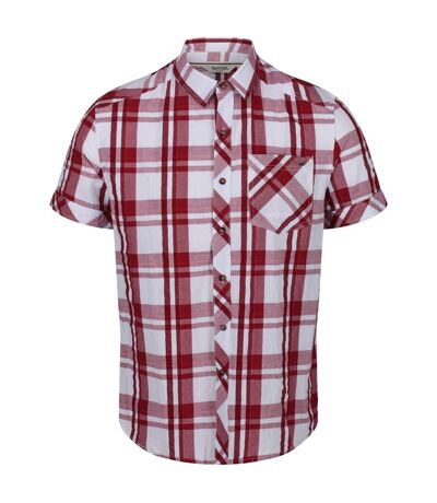 Regatta Mens Deakin III Short Sleeve Checked Shirt (White/Dehli Red/Check) - UTRG4053