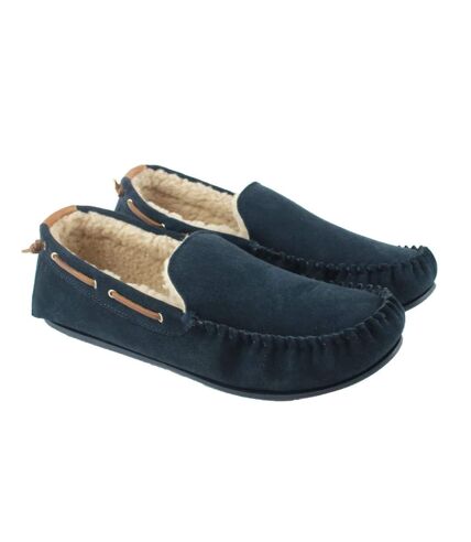 Mens owen berber suede moccasins navy Eastern Counties Leather