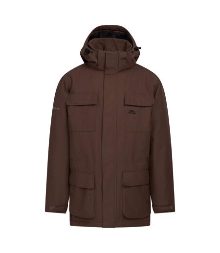 Veste Imperméable Unie À Capuche Ajustable Et Amovible Skerry Homme Marron Foncé Trespass