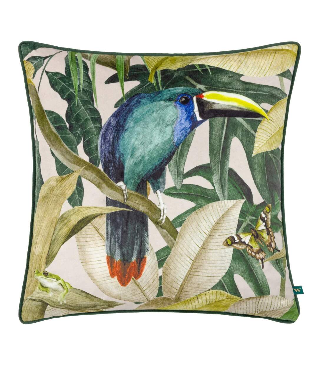 Rampha velvet piped cushion cover 50cm x 50cm green Wylder