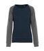 Sweat shirt coton bio - Femme - K492 - bleu marine et gris