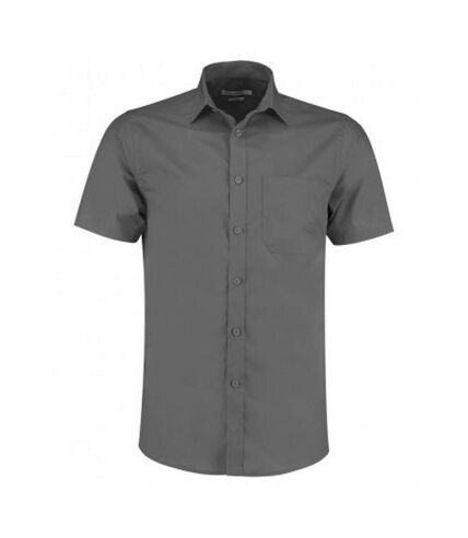 Kustom Kit Mens Short Sleeve Tailored Poplin Shirt (Graphite)