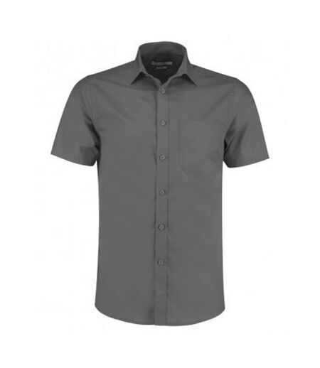 Kustom Kit Mens Short Sleeve Tailored Poplin Shirt (Graphite)