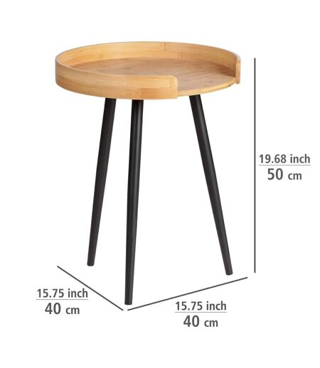 Table d'appoint ronde avec 4 pieds en métal Loft - Noir et bois