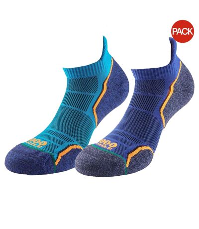 Pack Of 2  Mens Liner Socks  Blue 1000 Mile