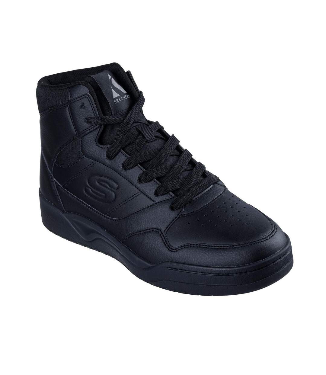 Mens Overlay High Top Trainers Black Skechers-1
