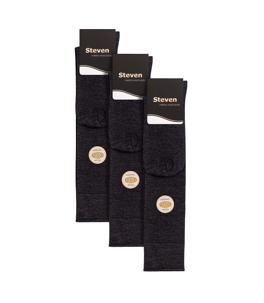 Steven - 3 Paires Homme Chaussettes Merinos Laine Hautes | Rembourrées Tricotes-2