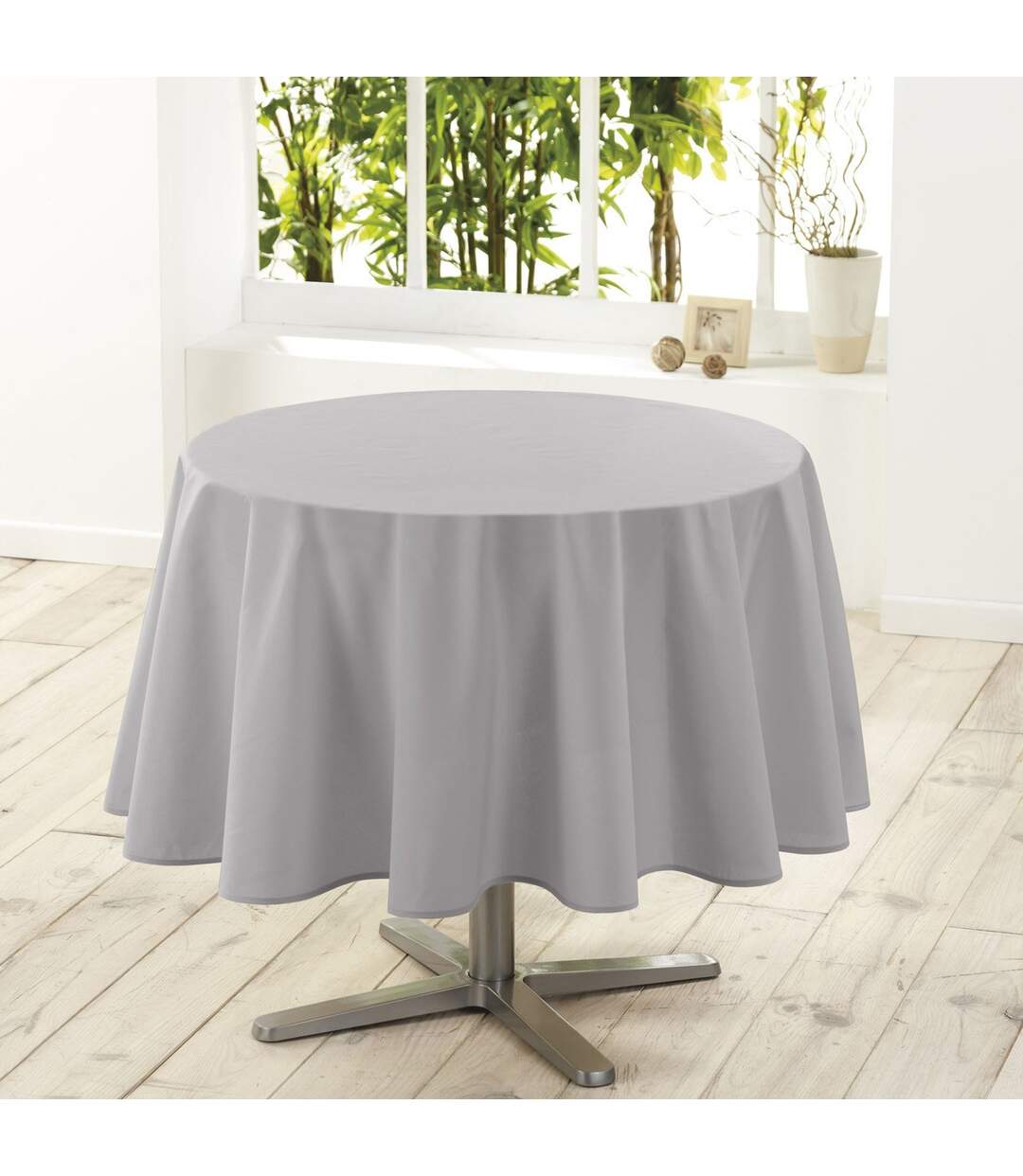 Nappe Ronde Antitache Essentiel 180cm Gris-1