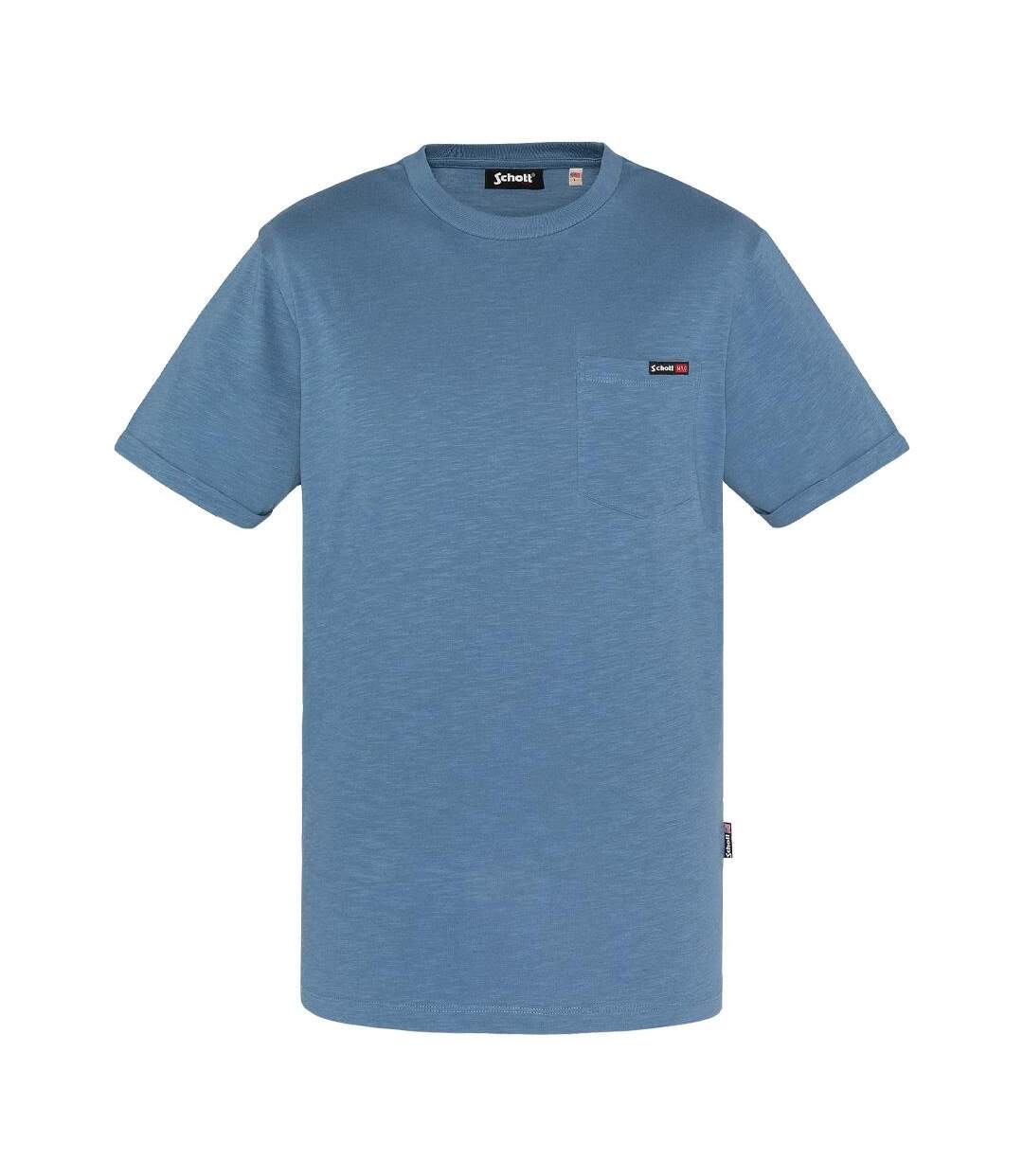 T-Shirt bleu homme schott tskea1-1