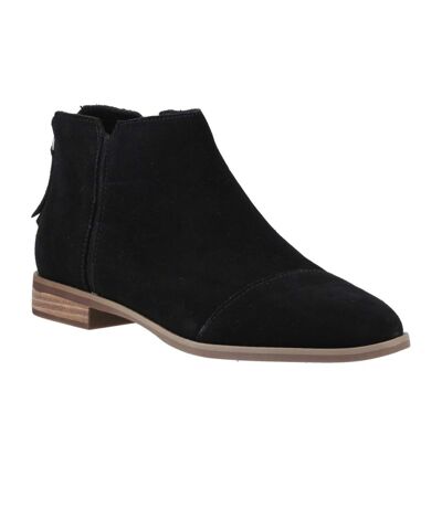 Womens/ladies Rylie Leather Ankle Boots Black Toms