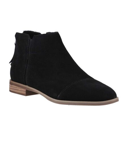 Womens/ladies Rylie Leather Ankle Boots Black Toms