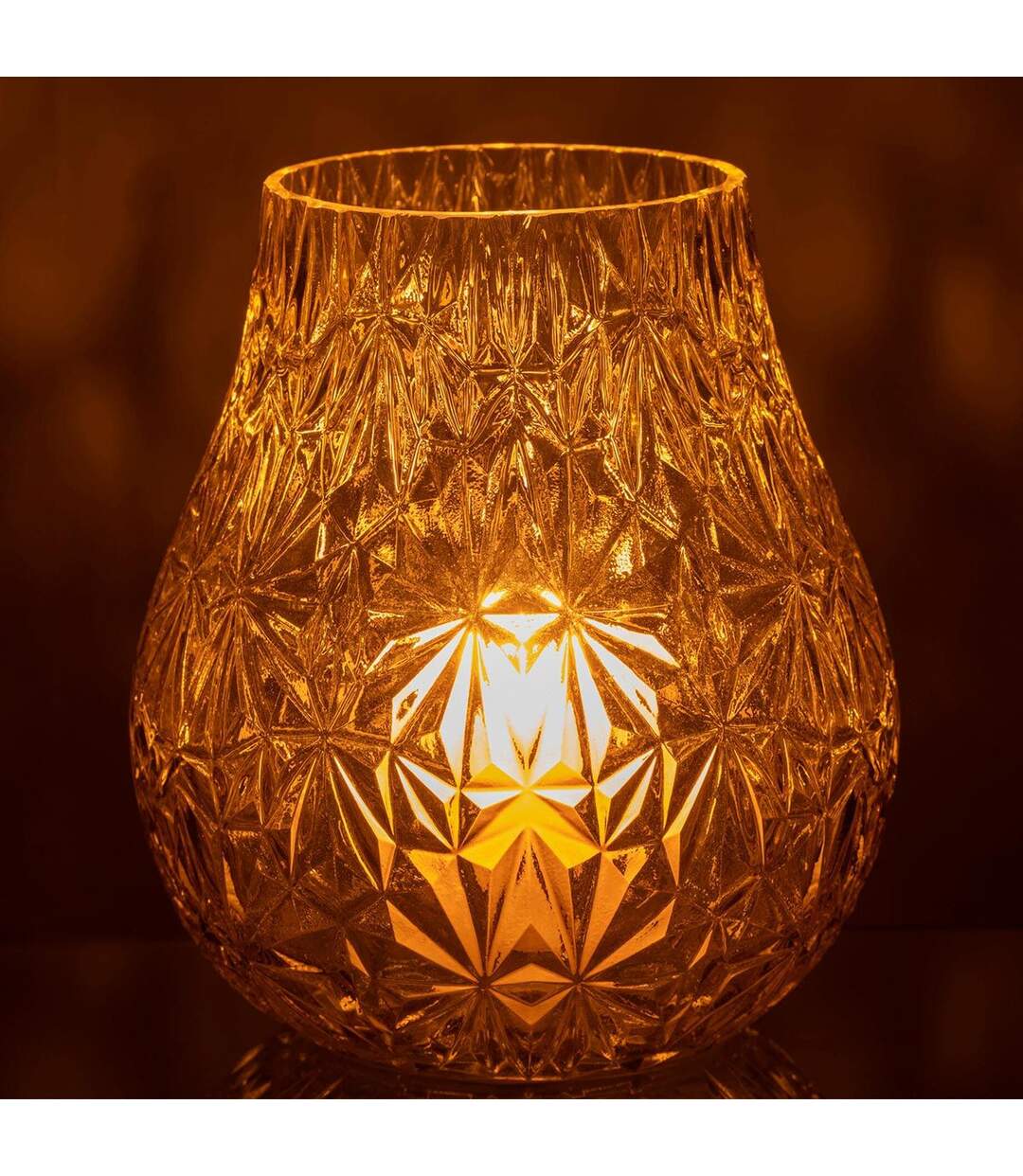 Vase Design en Verre Diamant 22cm Jaune-3