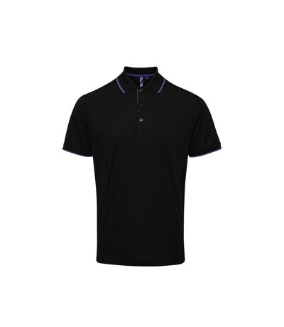 Premier Mens Contrast Coolchecker Polo Shirt (Black/Purple) - UTRW5520