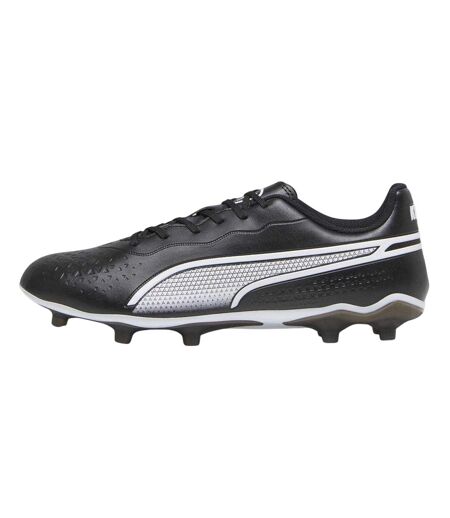 Mens King Match Synthetic Leather Firm Ground Football Boots Black White Puma