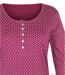 MAYFLOWER NOBEL2 : Tee-shirt manches longues fuchsia imprimé avec col boutonné-3