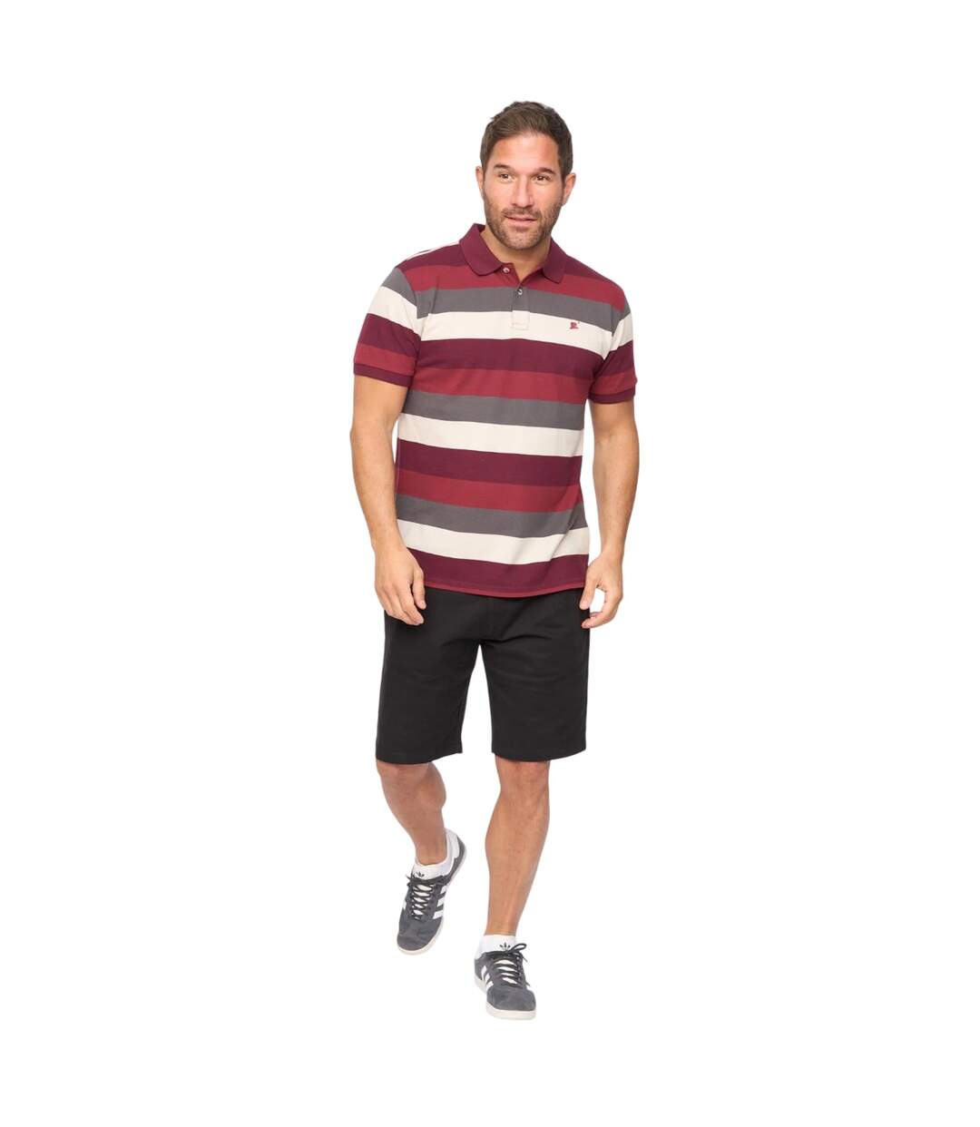 Polo Motif/style Rayé Hadley Homme Bordeaux Bewley & Ritch-1
