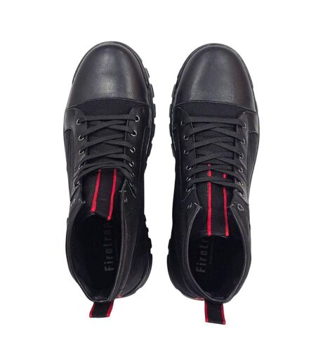 Mens Lucas Leather Combat Boots Black Firetrap