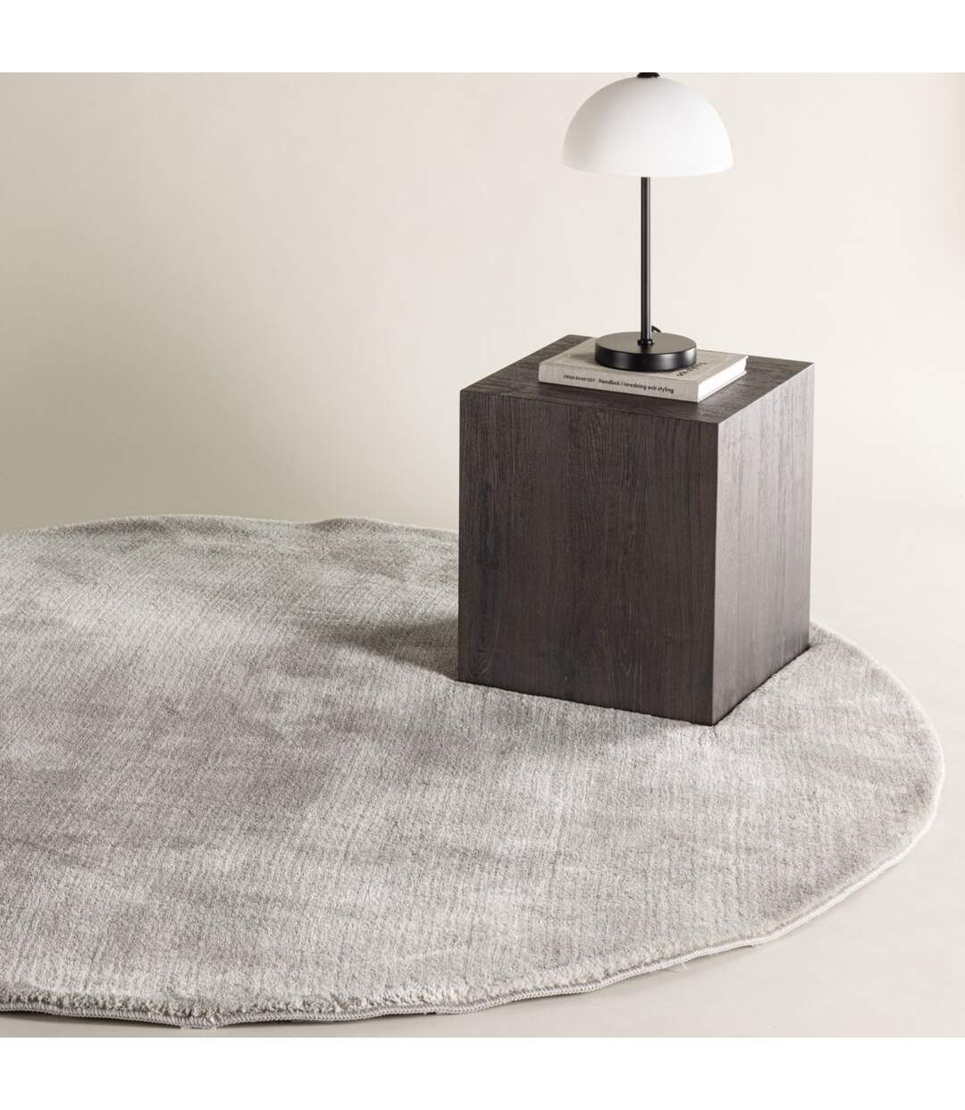 Tapis Rond Uni Blanca 200cm Gris Clair-3
