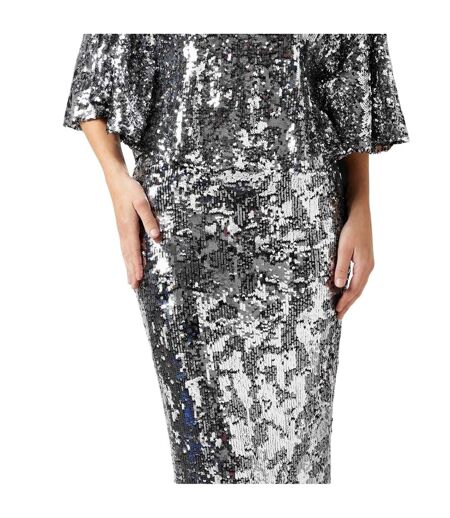Jupe Mi-longue Motif/style Paillette Femme Argenté Biba
