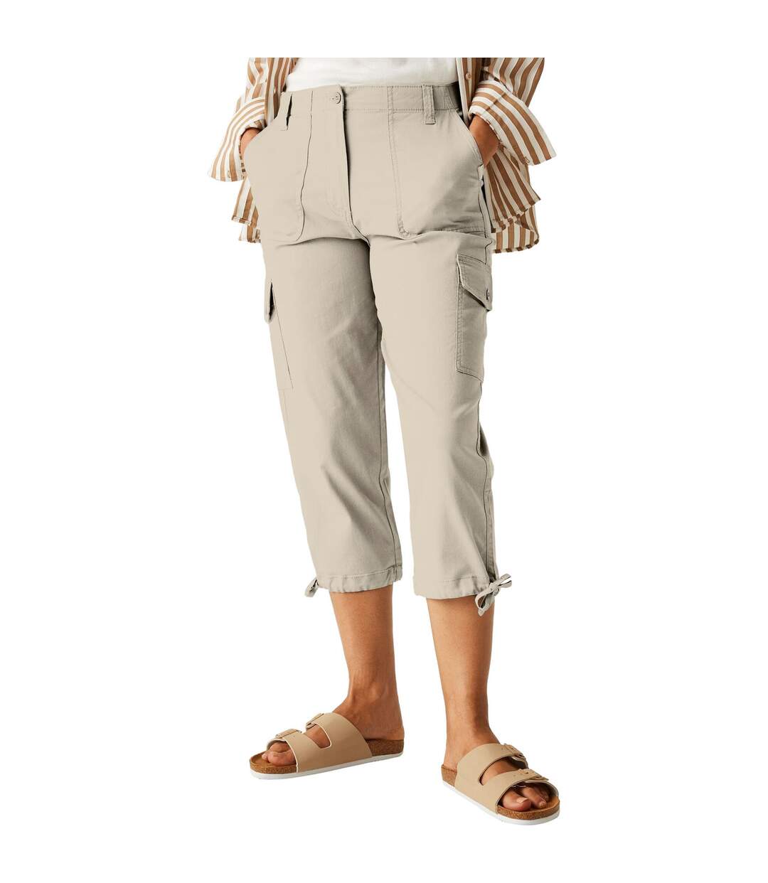 Womens/ladies Shorebella Capri Trousers Light Vanilla Regatta-1
