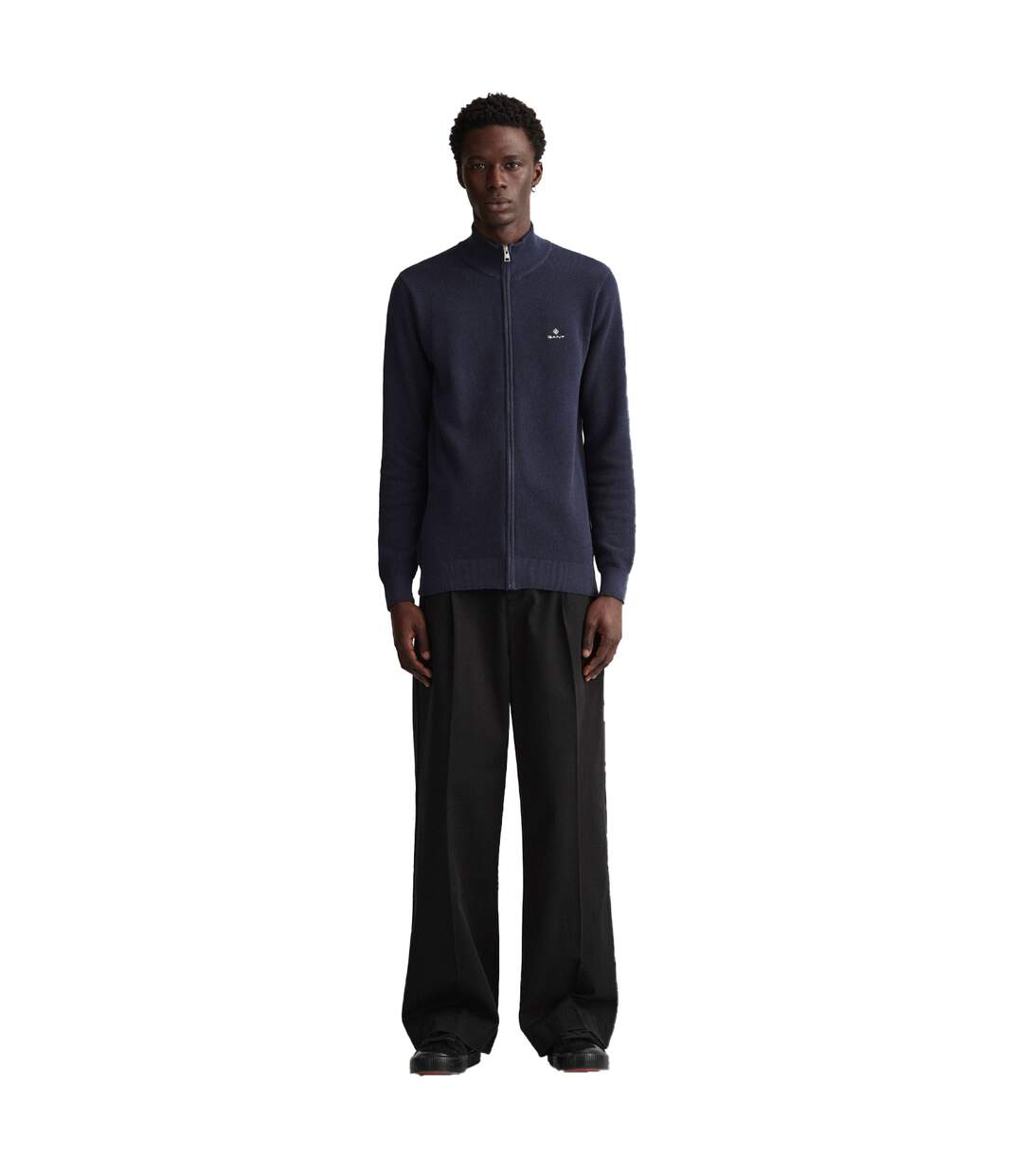 Mens Cotton Pique Zipped Cardigan Navy Gant-4